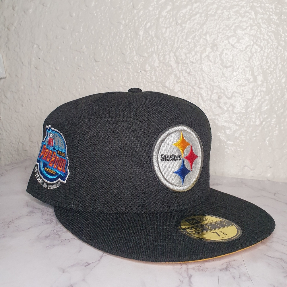 NEW ERA 59 FIFTY 5950 NFL PITTSBURGH STEELERS PRO BOWL MENS FITTED HAT SZ 7 3/8